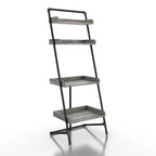 HOMES: Inside + Out 70.86" Humbolt Ladder Display Shelf Vintage Gray Oak: Industrial Style, 4-Tier Storage
