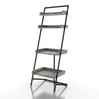HOMES: Inside + Out 70.86" Humbolt Ladder Display Shelf Vintage Gray Oak: Industrial Style, 4-Tier Storage