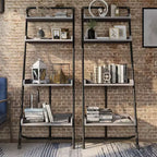 HOMES: Inside + Out 70.86" Humbolt Ladder Display Shelf Vintage Gray Oak: Industrial Style, 4-Tier Storage