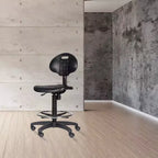 22"-32" Adjustable Height Polyurethane Task Chair: Swivel, Lumbar Support, Wheels - Hampden Furnishings