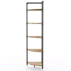 24/7 Shop At Home 63.75" Beeme 5 Tier Corner Bookshelf Sand Black/Light Pure Copper: Industrial Style MDF Storage