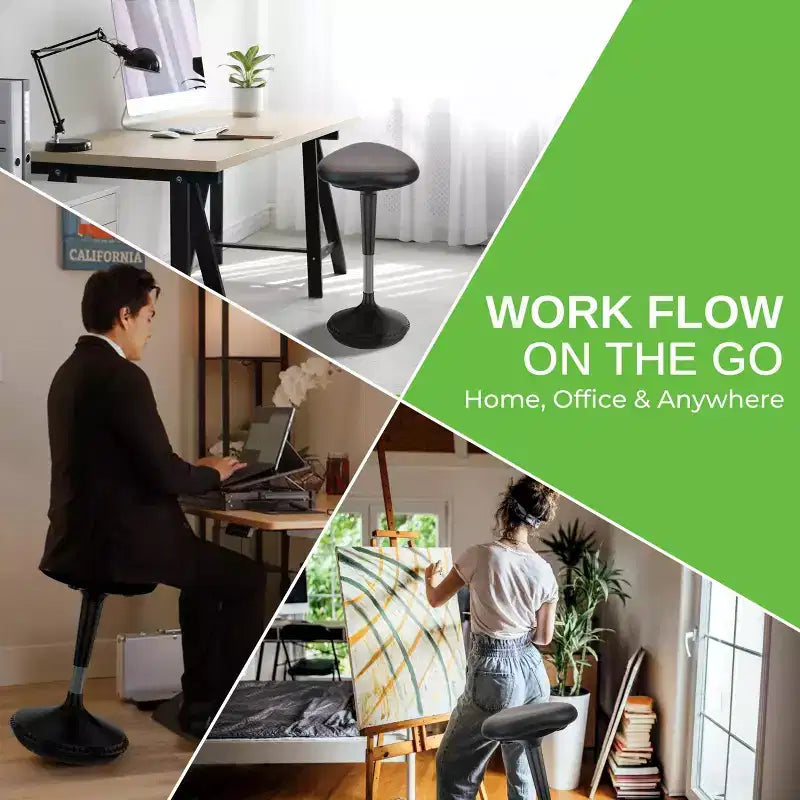 Wobble Standing Desk Office Chair Black Vinyl - Uncaged Ergonomics