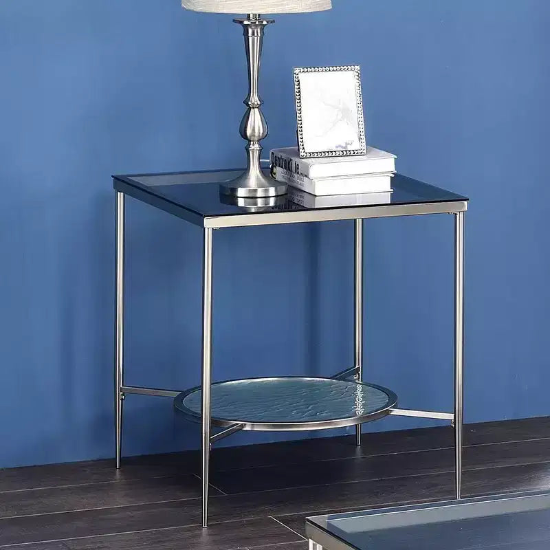 Acme Furniture Adelrik Accent Glass Table Chrome Finish