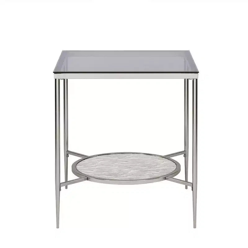 Acme Furniture Adelrik Accent Glass Table Chrome Finish