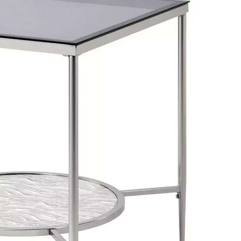 Acme Furniture Adelrik Accent Glass Table Chrome Finish