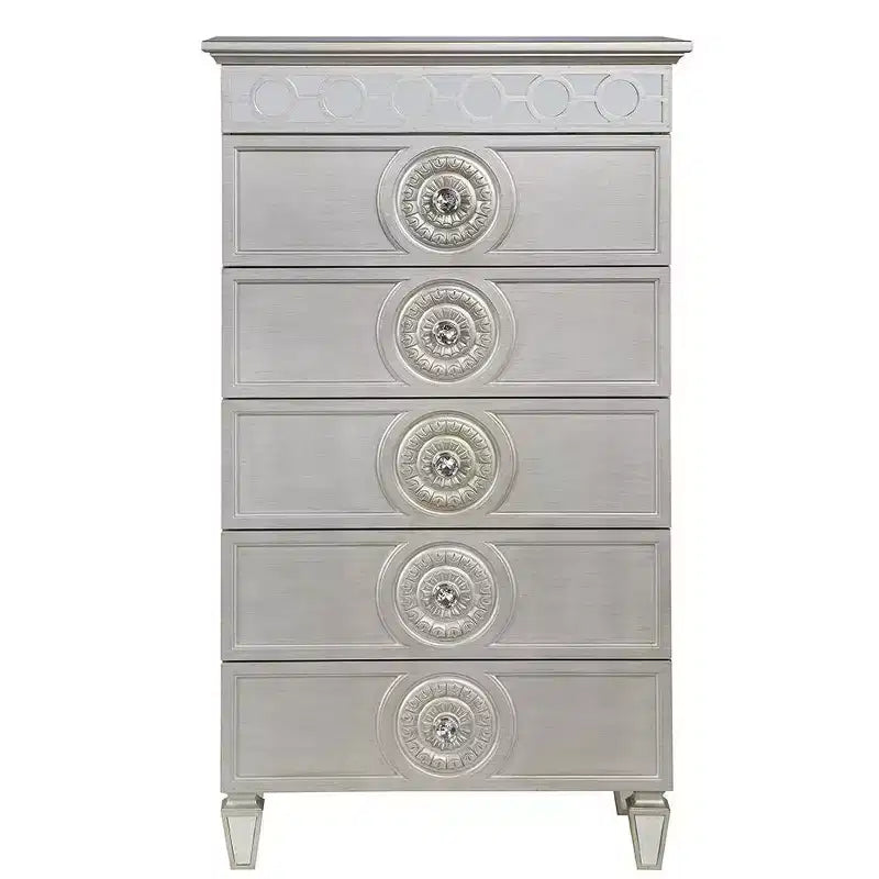 31" Varian Decorative Storage Drawer Silver and Mirrored Finish - Acme Furniture