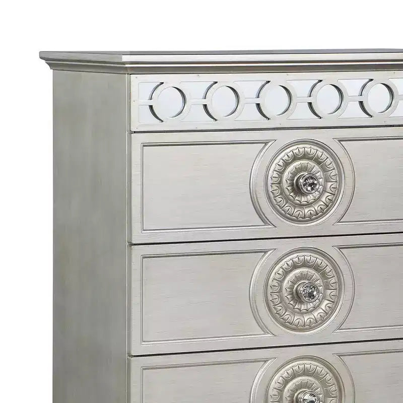 31" Varian Decorative Storage Drawer Silver and Mirrored Finish - Acme Furniture