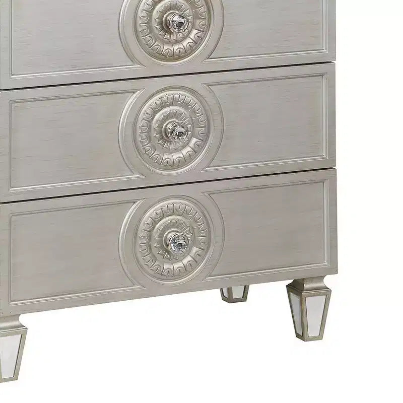 31" Varian Decorative Storage Drawer Silver and Mirrored Finish - Acme Furniture