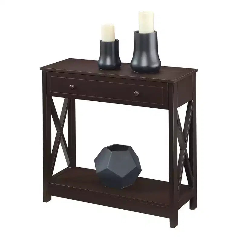 Breighton Home Oxford 1 Drawer Entryway Hall Table with Shelf in Espresso