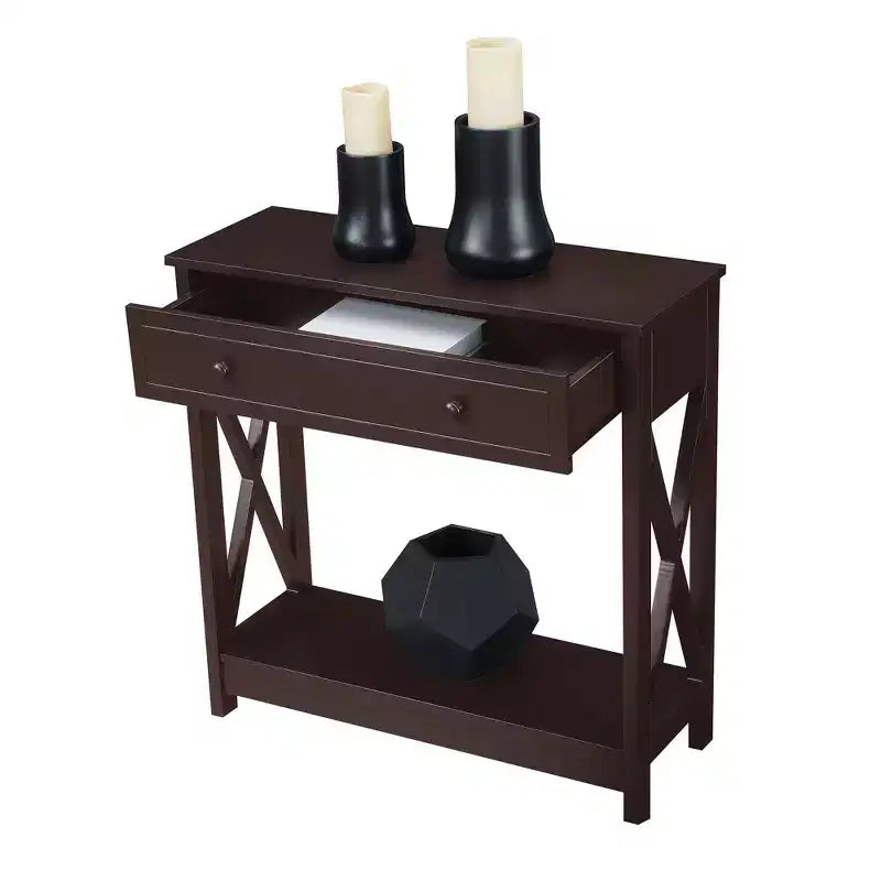 Breighton Home Oxford 1 Drawer Entryway Hall Table with Shelf in Espresso