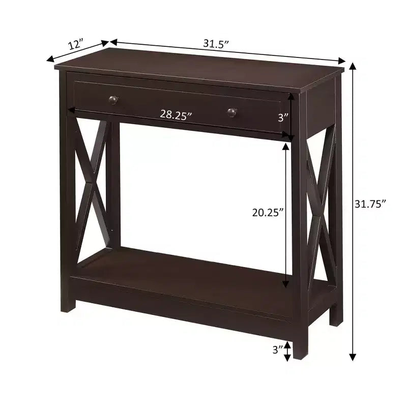 Breighton Home Oxford 1 Drawer Entryway Hall Table with Shelf in Espresso