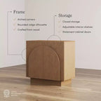 Nathan James Iris Mid-Century Arched Storage Cabinet Natural Brushed Light Brown: Veneer Surface, Fixed Shelf, Wood Frame