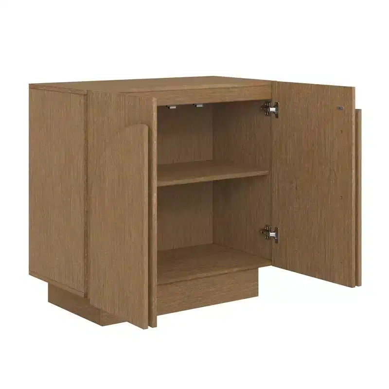 Nathan James Iris Mid-Century Arched Storage Cabinet Natural Brushed Light Brown: Veneer Surface, Fixed Shelf, Wood Frame
