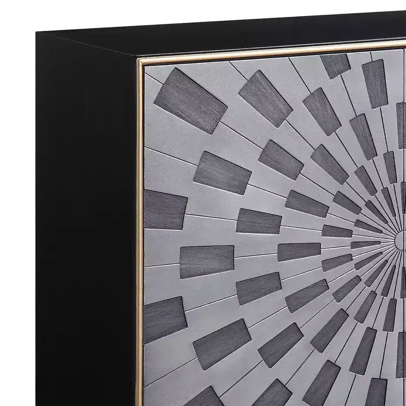 39" Quilla Accent Table Black, Gray and Brass Finish - Acme Furniture