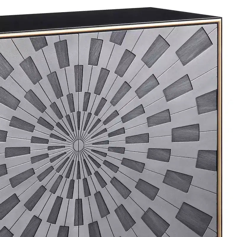 39" Quilla Accent Table Black, Gray and Brass Finish - Acme Furniture