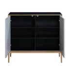 39" Quilla Accent Table Black, Gray and Brass Finish - Acme Furniture