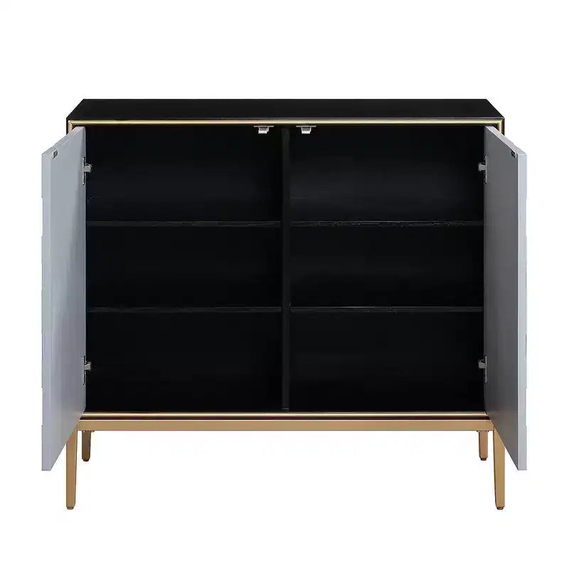 39" Quilla Accent Table Black, Gray and Brass Finish - Acme Furniture