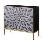 39" Quilla Accent Table Black, Gray and Brass Finish - Acme Furniture