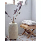 Storied Home Woven Water Hyacinth and Wood Accent Table Brown: Mahogany Frame, No Assembly Required