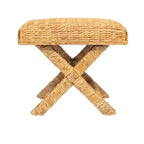 Storied Home Woven Water Hyacinth and Wood Accent Table Brown: Mahogany Frame, No Assembly Required