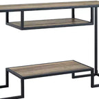 Idella 48" Console Tables Rustic Oak and Black - Acme Furniture: Fixed Shelf, Metal Frame, No Assembly Required