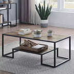 Idella 48" Console Tables Rustic Oak and Black - Acme Furniture: Fixed Shelf, Metal Frame, No Assembly Required