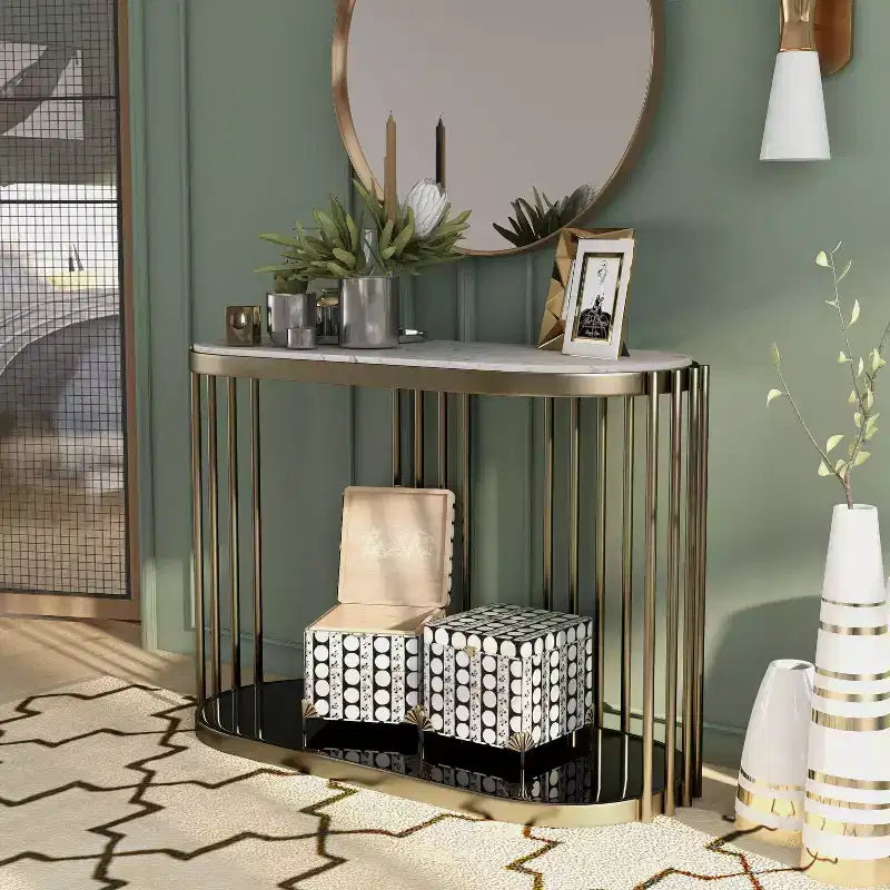 Solstice Glam Entryway Table Antique Brass - HOMES: Inside + Out