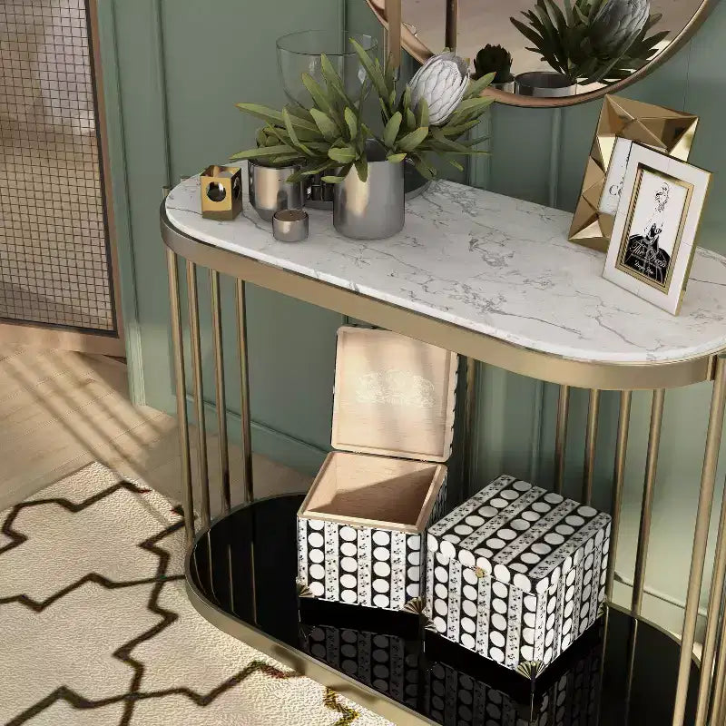 Solstice Glam Entryway Table Antique Brass - HOMES: Inside + Out