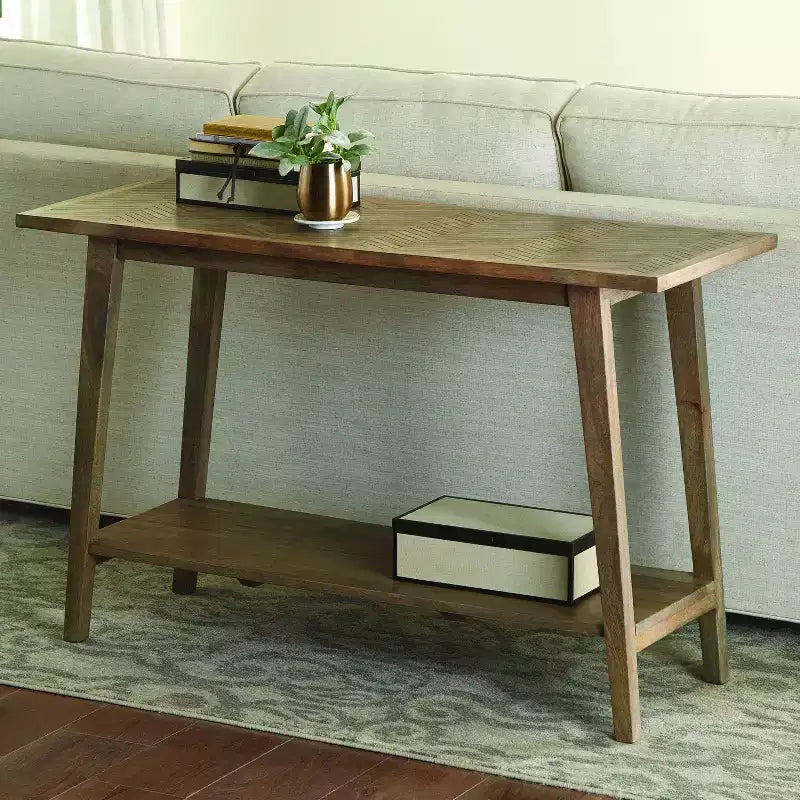 Milani Rectangle Sofa Table Natural - Steve Silver Co.: Mango Wood, Entryway, Fixed Shelf
