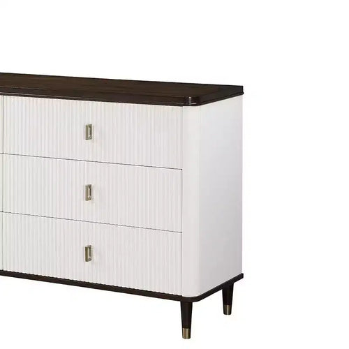 Acme Furniture 66.5" Carena Decorative Storage Drawer White & Brown Finish: 5-Drawer Wood Composite, No Assembly Required