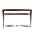Storied Home Saratoga Console Table Gray: Industrial Iron Legs, Solid Acacia, Space-Saving Design