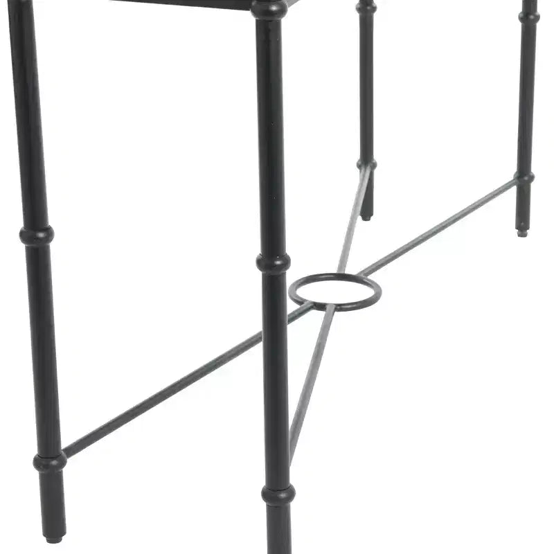 Storied Home Saratoga Console Table Gray: Industrial Iron Legs, Solid Acacia, Space-Saving Design