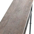 Storied Home Saratoga Console Table Gray: Industrial Iron Legs, Solid Acacia, Space-Saving Design
