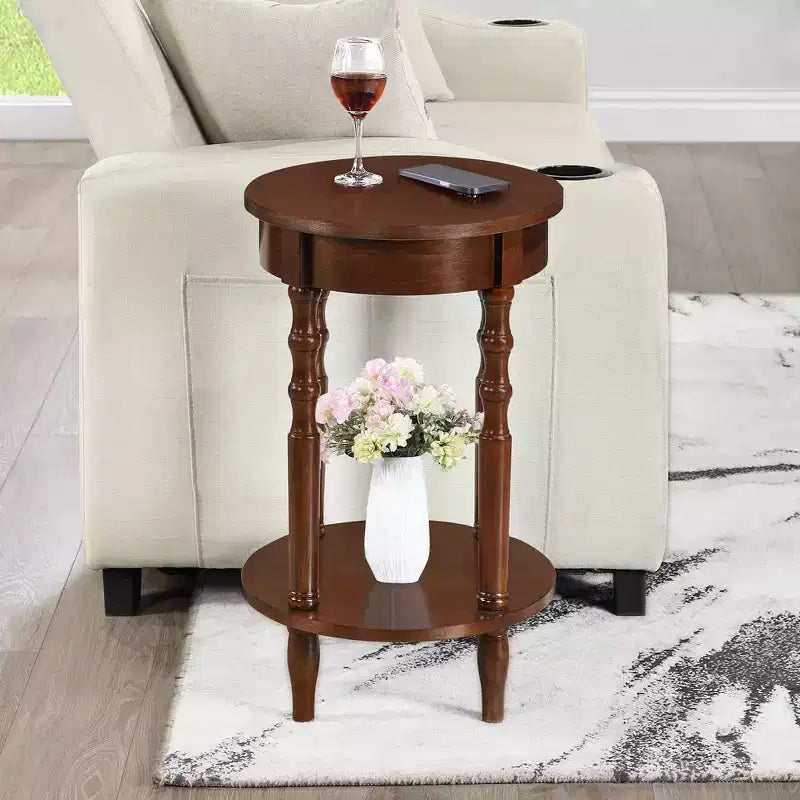 Breighton Home Classic Accents Brandi Oval End Table with Shelf in Espresso