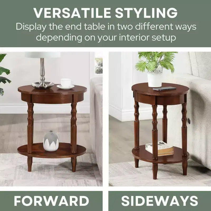 Breighton Home Classic Accents Brandi Oval End Table with Shelf in Espresso