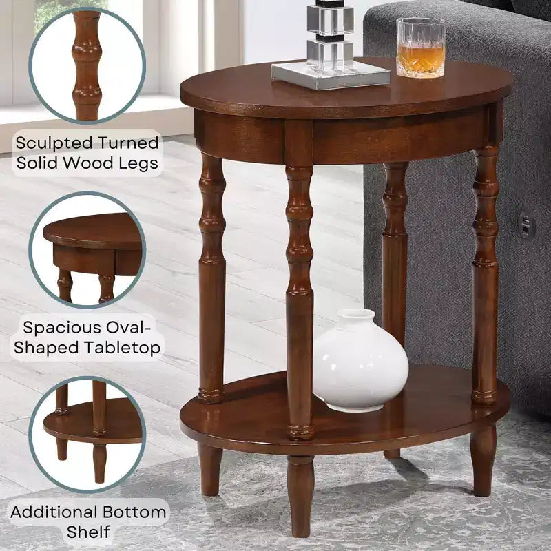 Breighton Home Classic Accents Brandi Oval End Table with Shelf in Espresso