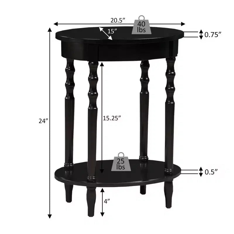 Breighton Home Classic Accents Brandi Oval End Table with Shelf in Espresso