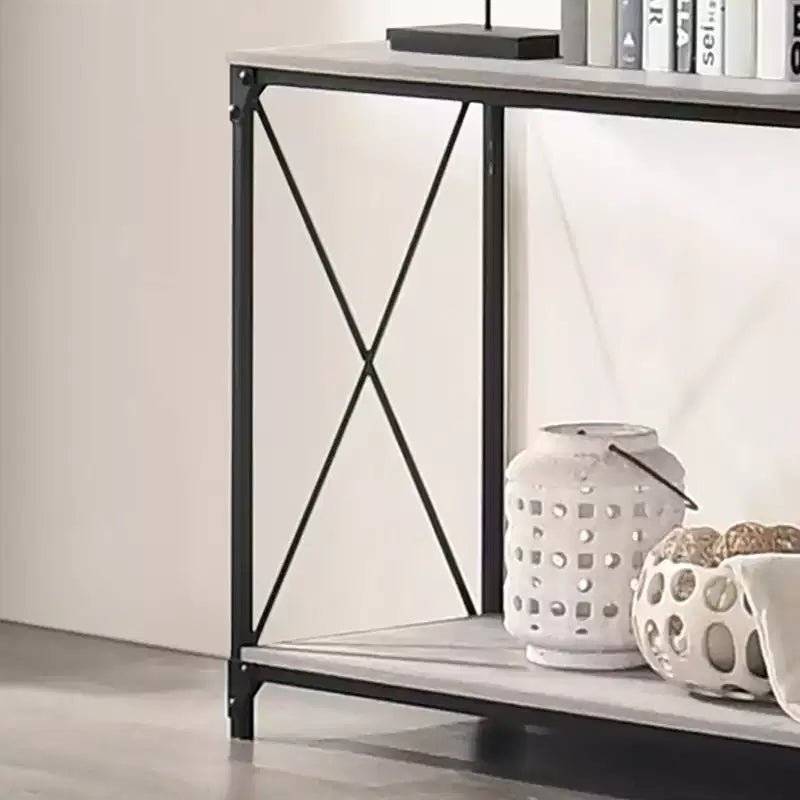 Rosslea Lower Shelf Sofa Table Black/Gray - HOMES: Inside + Out: Industrial Style, Metal Frame, Storage Shelf
