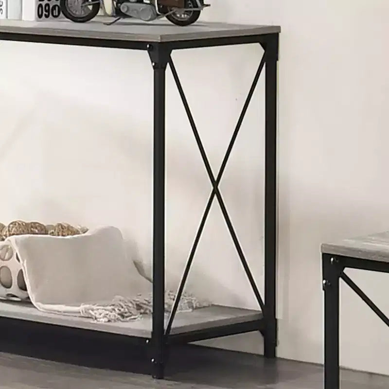 Rosslea Lower Shelf Sofa Table Black/Gray - HOMES: Inside + Out: Industrial Style, Metal Frame, Storage Shelf
