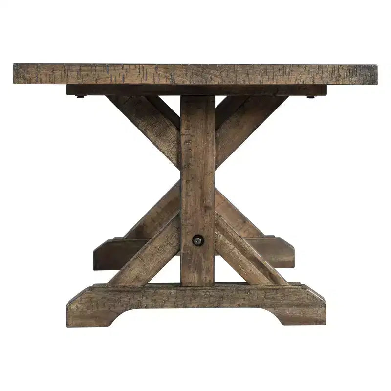 Flynn Trestle Coffee Table Walnut Brown - Picket House Furnishings: Rustic Rectangle Accent Table, Distressed Finish