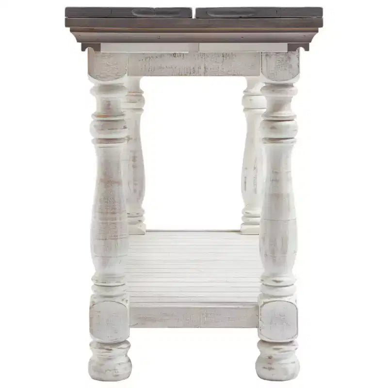Havalance Flip Flop Sofa Table Gray/White - Signature Design by Ashley: Expandable, Vintage Style, Weathered Finish