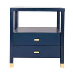 East at Main Hooper Accent Side Table Navy Blue: Wood Construction, Rectangular Shape, Dual Drawers