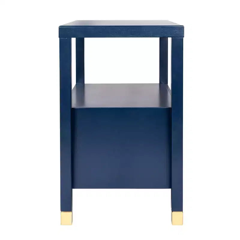 East at Main Hooper Accent Side Table Navy Blue: Wood Construction, Rectangular Shape, Dual Drawers