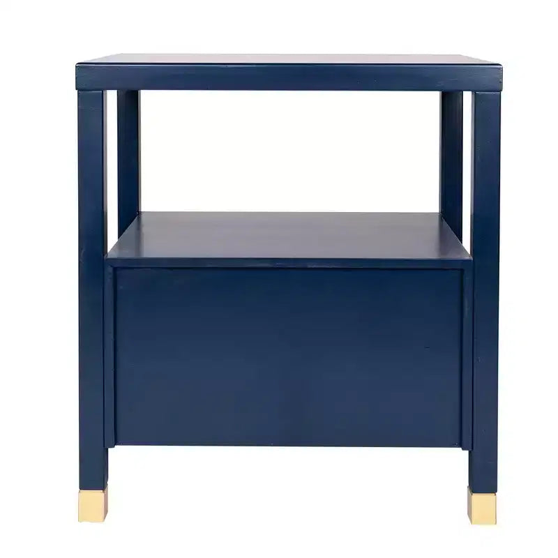 East at Main Hooper Accent Side Table Navy Blue: Wood Construction, Rectangular Shape, Dual Drawers