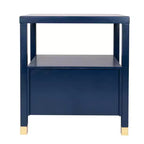 East at Main Hooper Accent Side Table Navy Blue: Wood Construction, Rectangular Shape, Dual Drawers