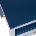 East at Main Hooper Accent Side Table Navy Blue: Wood Construction, Rectangular Shape, Dual Drawers