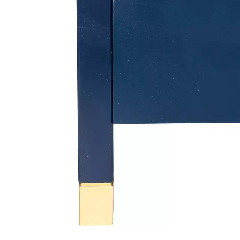 East at Main Hooper Accent Side Table Navy Blue: Wood Construction, Rectangular Shape, Dual Drawers