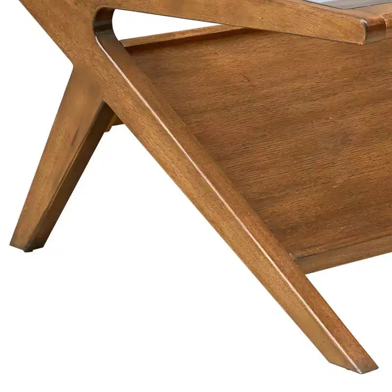 Rocket Coffee Table with Tempered Glass Pecan