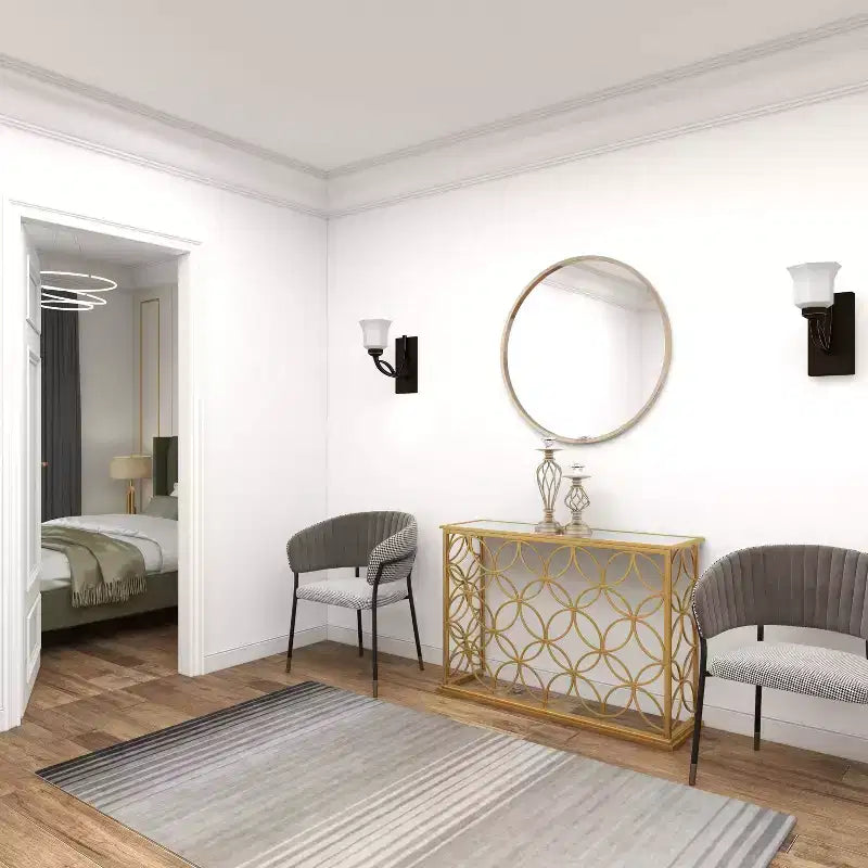 Olivia & May Rectangular Traditional Modern Metal Console Table Gold: Elegant Foyer, Entrance, Narrow Design