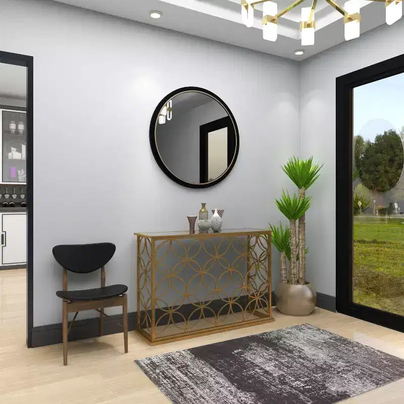 Olivia & May Rectangular Traditional Modern Metal Console Table Gold: Elegant Foyer, Entrance, Narrow Design